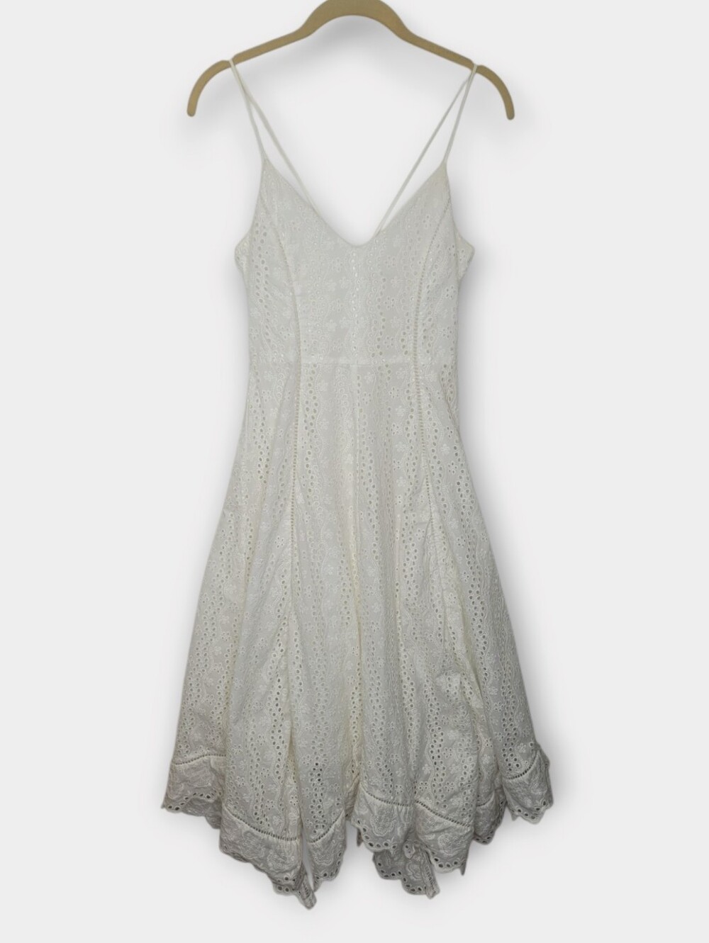 LoveShackFancy Sleeveless Eyelet Midi Dress S White